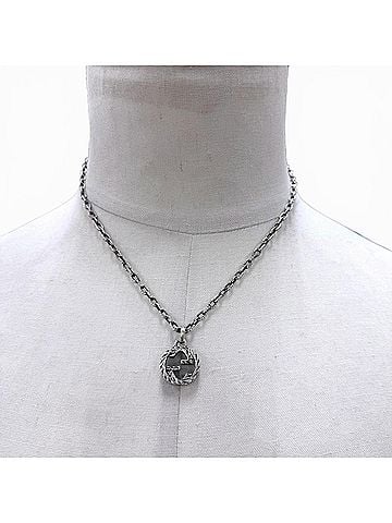 Gucci GUCCI 455307 Interlocking G Arabesque AG925 Chain Necklace, Silver, Made in Italy, Weight 19g, Men's/Women's Accessory (view 2)
