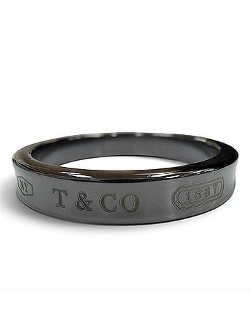 Tiffany & Co. TIFFANY&amp;Co. Tiffany 1837 Narrow Ring, Titanium, Black, Weight 2.79g, Men's Accessory, Comes with Box and Dust Bag. (view 1)