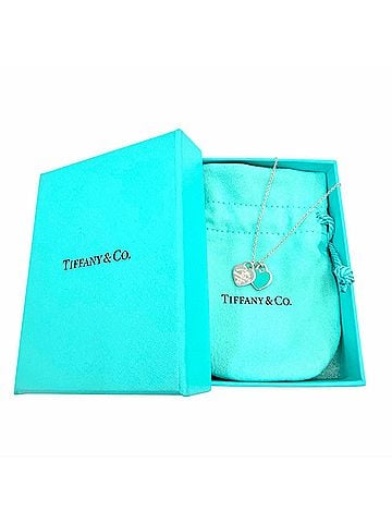 Tiffany & Co. TIFFANY&amp;Co. Tiffany &amp; Co. Return to Mini Double Heart Tag 1P Diamond Pendant AG925 Necklace Silver Blue Women's Comes with Box and Dust Bag (view 2)