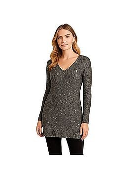 White House Black Market LS Sequin V-Neck Tunic Casual Dress (view 1)