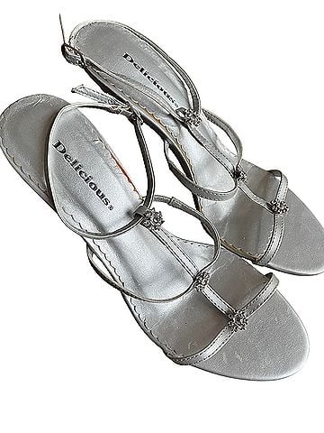 Delicious Silver Strappy Heels Sandals (view 1)