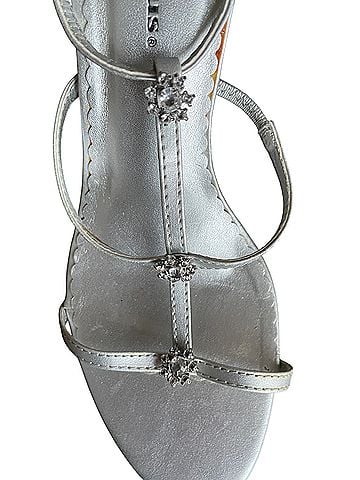 Delicious Silver Strappy Heels Sandals (view 2)