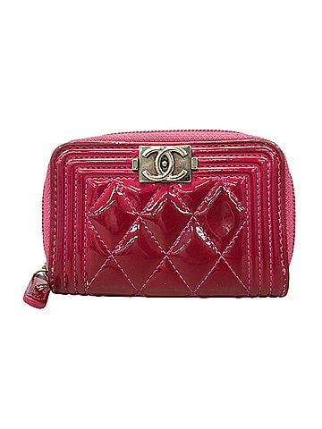 Chanel Chanel Boy Wallet/Coin Case, Patent Leather, Pink, Women's (view 1)