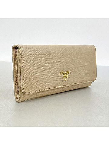 Prada Prada long leather wallet, beige, women's. (view 2)