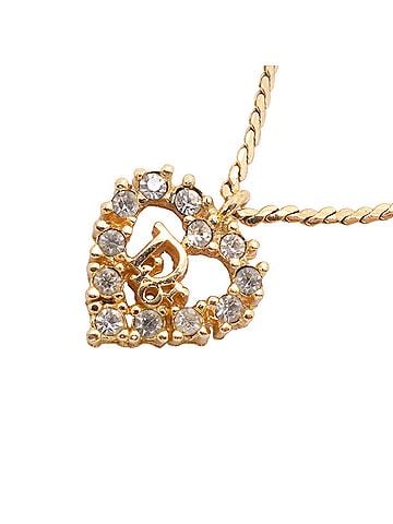 Christian Dior Christian Dior Necklace, Heart Motif, GP Plated, Rhinestone, Gold, Women's (view 1)