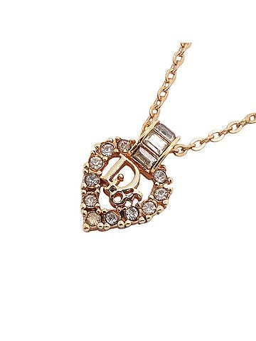 Christian Dior Christian Dior Necklace, GP Plated, Rhinestone, Gold, Women's (view 1)