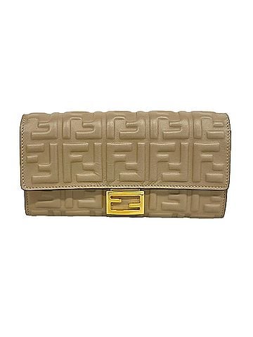 Fendi Fendi Leather Long Wallet, Greige, Women's (view 1)