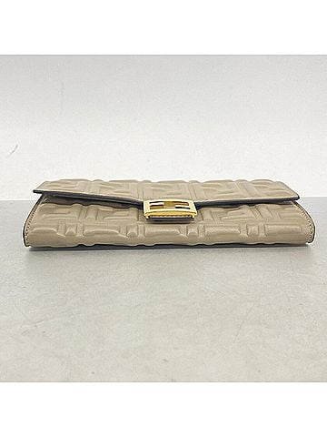 Fendi Fendi Leather Long Wallet, Greige, Women's (view 2)
