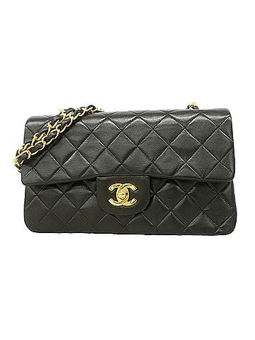 Chanel Chanel Matelassé Shoulder Bag, Double Flap, Chain, Lambskin, Black, Women's (view 1)