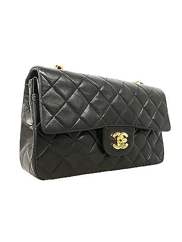 Chanel Chanel Matelassé Shoulder Bag, Double Flap, Chain, Lambskin, Black, Women's (view 2)