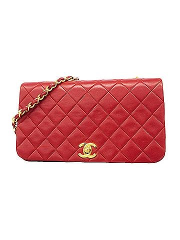 Chanel Chanel Matelassé Chain Shoulder Bag, Lambskin, Red, Women's (view 1)