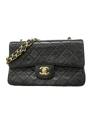 Chanel Chanel Matelassé Shoulder Bag, Double Flap, Chain, Lambskin, Black, Women's (view 1)
