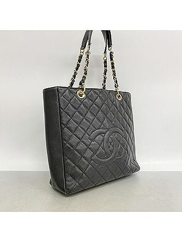 Chanel Chanel Tote Bag/Chain Matelassé Caviar Leather Black Women's (view 2)