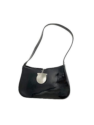 Salvatore Ferragamo Salvatore Ferragamo Gancini Leather Shoulder Bag, Black, Women's (view 1)