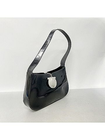 Salvatore Ferragamo Salvatore Ferragamo Gancini Leather Shoulder Bag, Black, Women's (view 2)