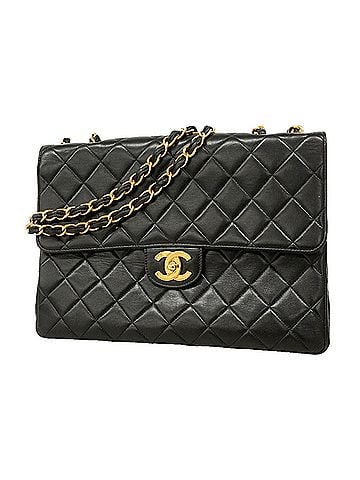Chanel Chanel Shoulder Bag, Large Matelassé, Double Chain, Lambskin, Black, Women's (view 1)