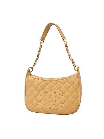 Chanel Chanel Matelassé Chain Shoulder Bag, Caviar Leather, Beige/Champagne, Women's (view 1)