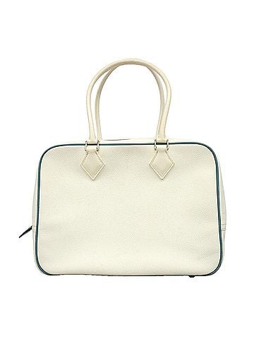 Hermès Hermes Plume 28 Handbag, Veau Epsom Leather, White Blue Jean, ?J Stamp, Ladies' (view 1)