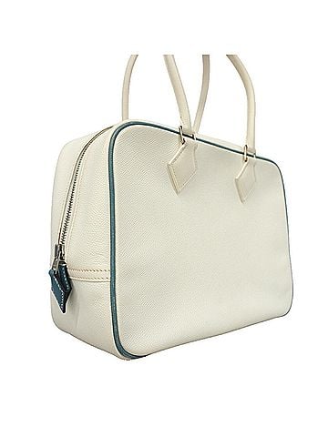 Hermès Hermes Plume 28 Handbag, Veau Epsom Leather, White Blue Jean, ?J Stamp, Ladies' (view 2)