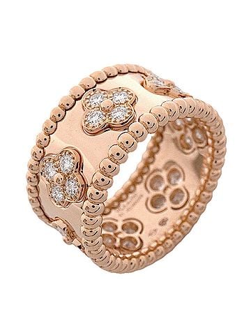 Van Cleef & Arpels Van Cleef &amp; Arpels Perlee Clover Ring, 18K Pink Gold with Diamonds, Women's (view 1)