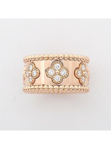 Van Cleef & Arpels Van Cleef &amp; Arpels Perlee Clover Ring, 18K Pink Gold with Diamonds, Women's (view 2)