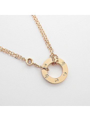 Cartier Cartier Love Circle Necklace, 2PD, 18KPG Pink Gold, Diamonds, Women's (view 2)