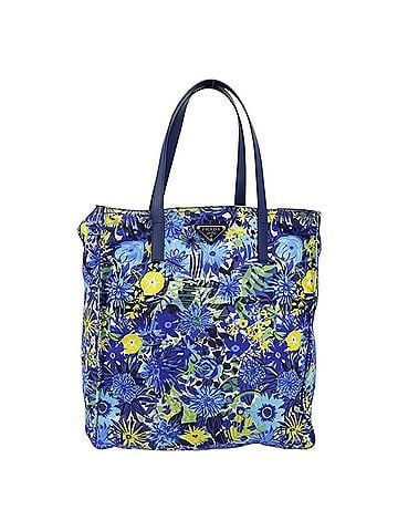 Prada Floreal Tote Printed Tessuto Blue Nylon Tote Bag Bag (view 1)