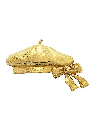 Chanel Chanel brooch, ribbon motif, beret gold plated, women's. (view 1)