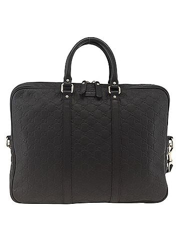 Gucci Convertible ssima Leather Black Leather Briefcase Bag (view 1)