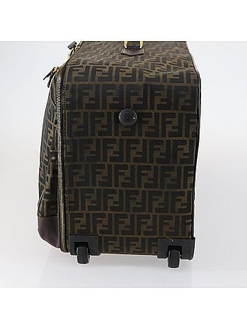 Fendi Vintage Rolling Suitcase Zucca Canvas Brown Canvas Travel Bag Bag (view 2)