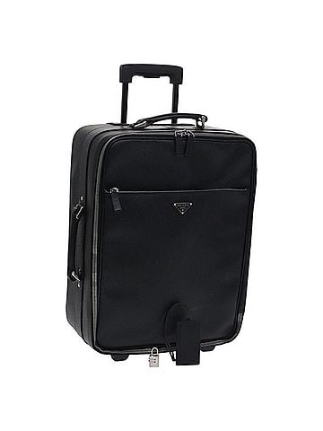 Prada Expandable Front Zip Boston Tessuto Black Leather Travel Bag Bag (view 1)
