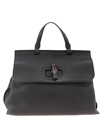 Gucci Bamboo Daily Top Handle Leather Black Leather Handbag (view 1)
