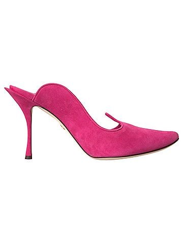 Dolce & Gabbana Fuchsia Suede Leather Mules Sandals Women's Shoes (view 1)