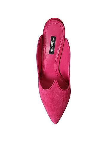 Dolce & Gabbana Fuchsia Suede Leather Mules Sandals Women's Shoes (view 2)