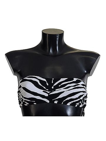 Dolce & Gabbana Black White Zebra Bandeau Swimwear Bikini Women's Top (view 1)