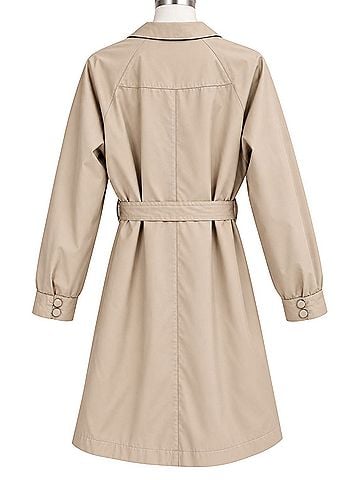 London Fog All-weather coat, beige, belted, embroidered, removable liner, lightweight, button front Raincoat (view 2)