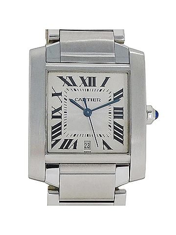 Cartier Cartier Tank Française LM Date Automatic Watch for Men, Stainless Steel (SS) W51002Q3, Silver/Ivory (view 2)