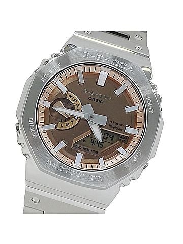 Casio Casio G-SHOCK Full Metal 2100 Series GM-B2100AD-5AJF Men's Watch, Brand Name, Tough Solar, Stainless Steel (SS), Silver/Pink Tone (view 1)