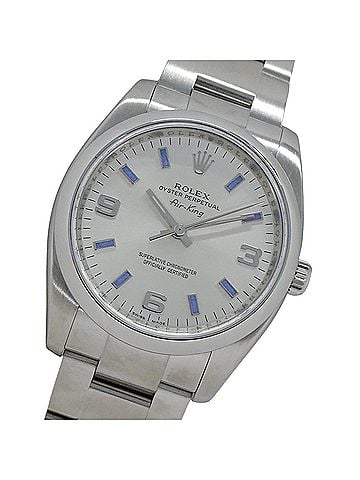 Rolex Rolex Air-King 114200 Z-serial Men's Watch, Brand Name, Automatic Winding, Stainless Steel (SS), Silver, Blue, Roulette (view 1)