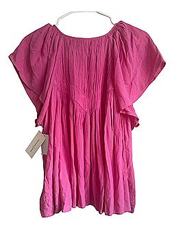 Treasure & Bond Raglan Sleeve Gauze Peasant Top Short Sleeve Blouse (view 2)