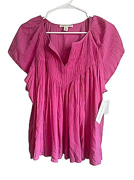 Treasure & Bond Raglan Sleeve Gauze Peasant Top Short Sleeve Blouse (view 1)