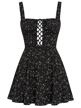 Reformation Celestial Star Print Lace-Up Mini Dress Casual Dress (view 2)