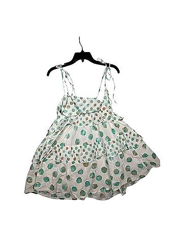 Anthropologie Ivory Dot Tiered Mini Dress Casual Dress (view 2)