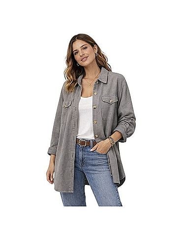 Ellison Longline Shirt Jacket Shacket Jacket (view 1)