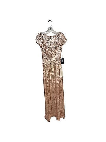 Adrianna Papell Rose Gold Sequin Maxi Dress Casual Dress (view 1)