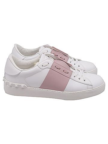 Mario Valentino Valentino Rockstud Low Top Sneakers in White Leather (view 1)