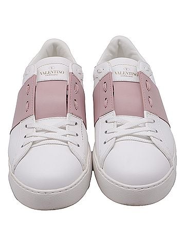 Mario Valentino Valentino Rockstud Low Top Sneakers in White Leather (view 2)