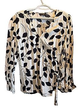 Talbots Leaf-Print Wrap Blouse Long Sleeve T-Shirt (view 1)