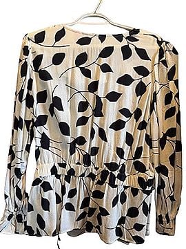 Talbots Leaf-Print Wrap Blouse Long Sleeve T-Shirt (view 2)