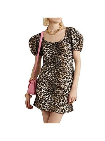 Ganni Bow-Detailed Ruched Casual Dress (view 2)